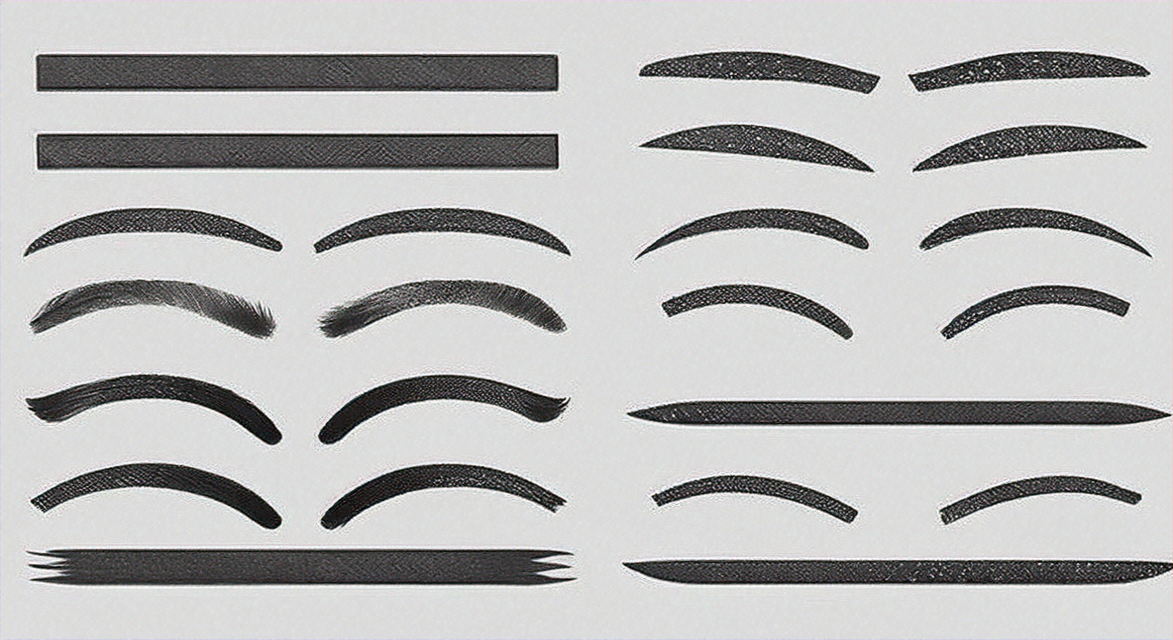 Various styles of temporary eyebrow tattoos for achieving perfect brows, including different shapes and thicknesses for customizable eyebrow designs.