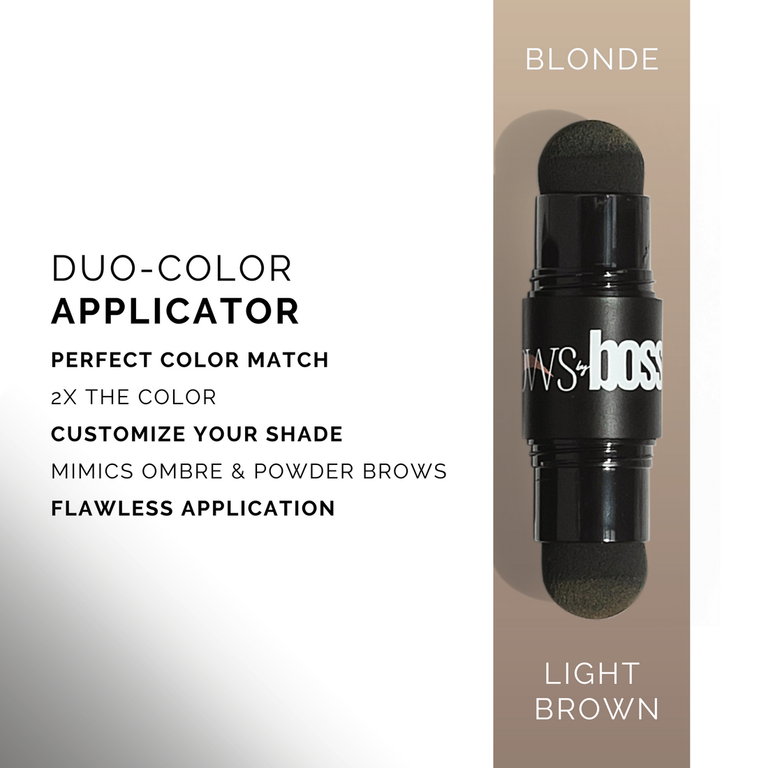 Duo-color eyebrow stamp and stencil kit refill for perfect ombre and powder brows in blonde and light brown shades for flawless application.